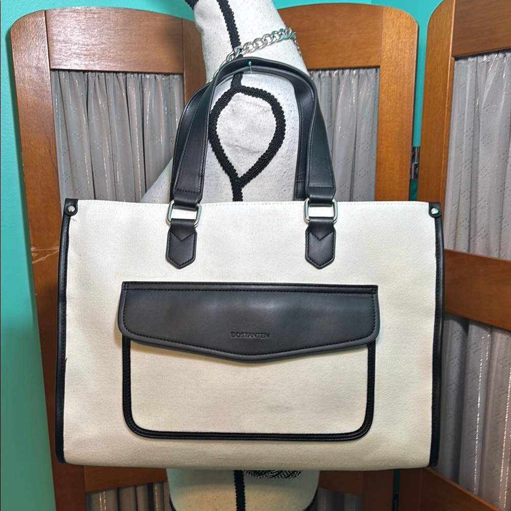 Bostanten Stylish Black and White Tote Bag